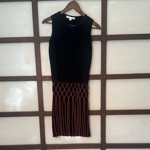 Jonathan Simkhai Black Midi Dress with Orange Knit Detail